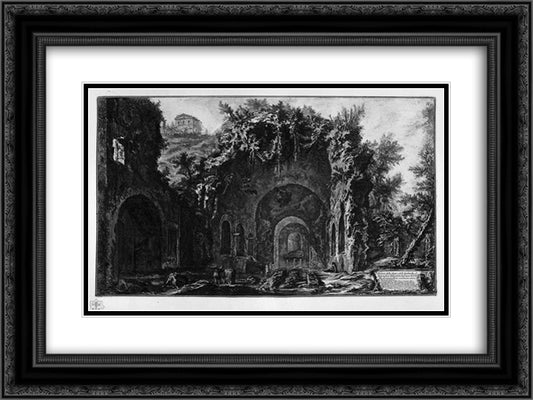 View of the Temple of Camene 24x18 Black Ornate Wood Framed Art Print Poster with Double Matting by Piranesi, Giovanni Battista