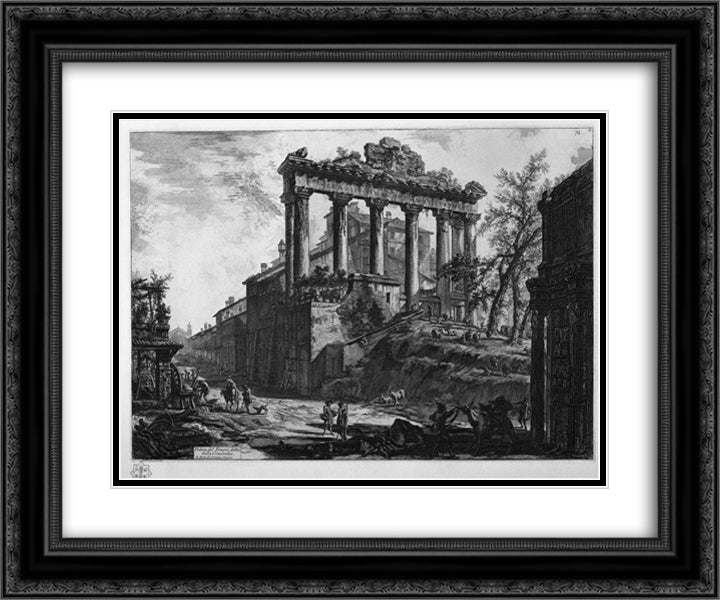 View of the Temple of Concord 24x20 Black Ornate Wood Framed Art Print Poster with Double Matting by Piranesi, Giovanni Battista