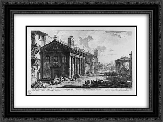 View of the Temple of Cybele at Square Mouth of Truth 24x18 Black Ornate Wood Framed Art Print Poster with Double Matting by Piranesi, Giovanni Battista