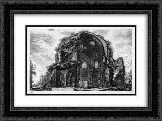 View of the Temple of Minerva Medica 24x18 Black Ornate Wood Framed Art Print Poster with Double Matting by Piranesi, Giovanni Battista