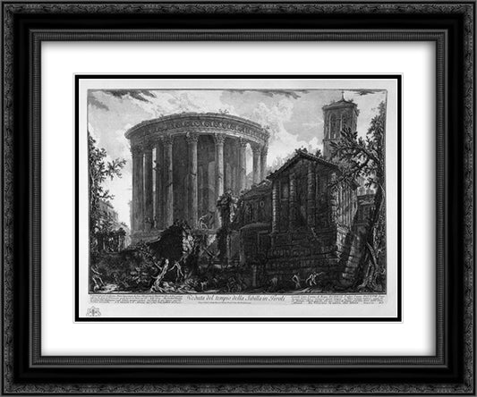 View of the Temple of the Sibyl at Tivoli 24x20 Black Ornate Wood Framed Art Print Poster with Double Matting by Piranesi, Giovanni Battista