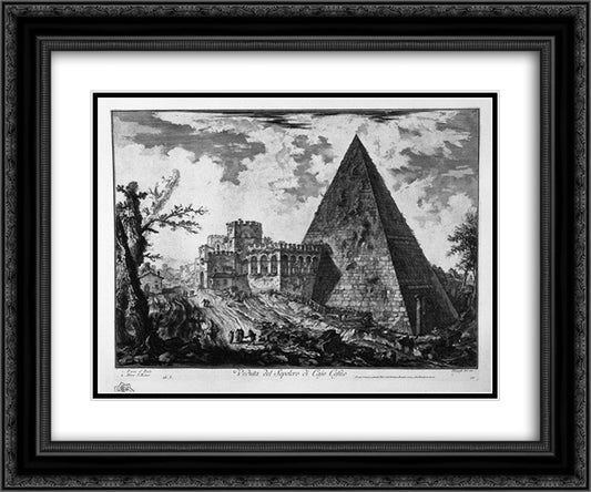 View of the Tomb of Caius Cestius 24x20 Black Ornate Wood Framed Art Print Poster with Double Matting by Piranesi, Giovanni Battista