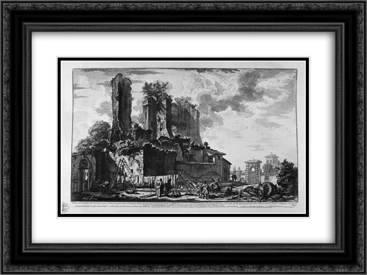 View of the Villa Este in Tivoli 24x18 Black Ornate Wood Framed Art Print Poster with Double Matting by Piranesi, Giovanni Battista