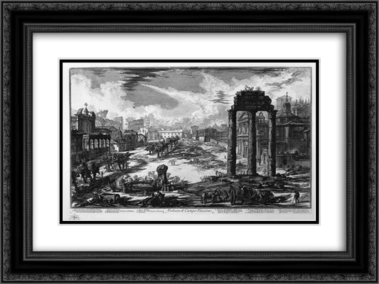 View of Vaccino Campo 24x18 Black Ornate Wood Framed Art Print Poster with Double Matting by Piranesi, Giovanni Battista