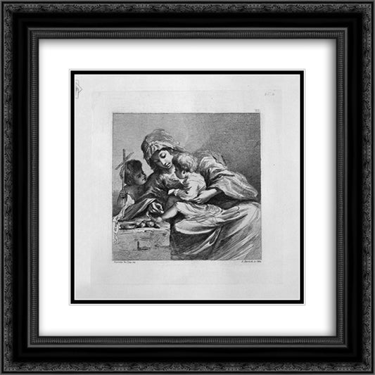 Virgin with Jesus and John the Baptist 20x20 Black Ornate Wood Framed Art Print Poster with Double Matting by Piranesi, Giovanni Battista