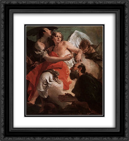 Abraham and the Three Angels 20x22 Black Ornate Wood Framed Art Print Poster with Double Matting by Tiepolo, Giovanni Battista