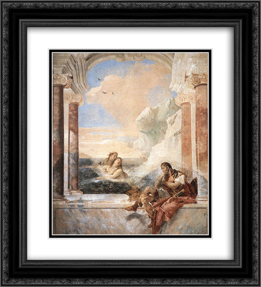 Achilles consoled by his mother, Thetis 20x22 Black Ornate Wood Framed Art Print Poster with Double Matting by Tiepolo, Giovanni Battista