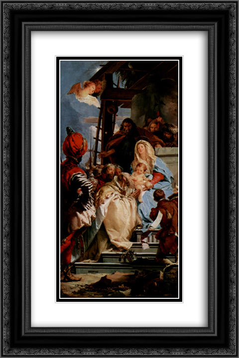 Adoration of the Magi 16x24 Black Ornate Wood Framed Art Print Poster with Double Matting by Tiepolo, Giovanni Battista