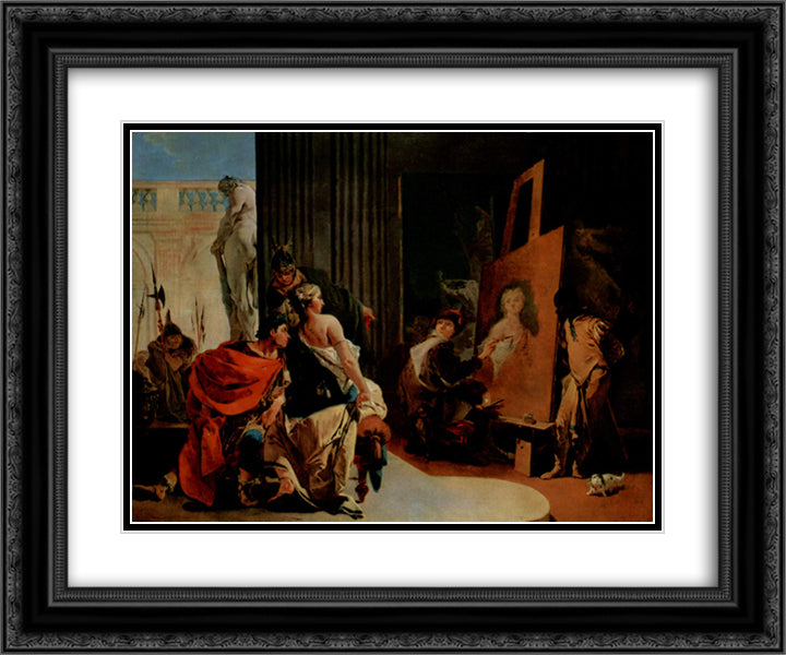 Alexander the Great and Campaspe in the Studio of Apelles 24x20 Black Ornate Wood Framed Art Print Poster with Double Matting by Tiepolo, Giovanni Battista