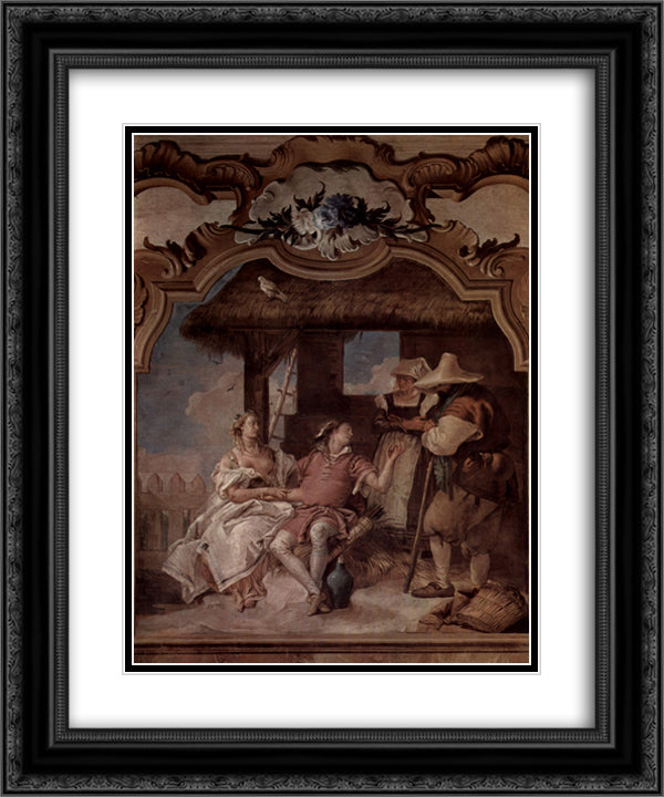 Angelica and Medorus accompanied by two peasants 20x24 Black Ornate Wood Framed Art Print Poster with Double Matting by Tiepolo, Giovanni Battista