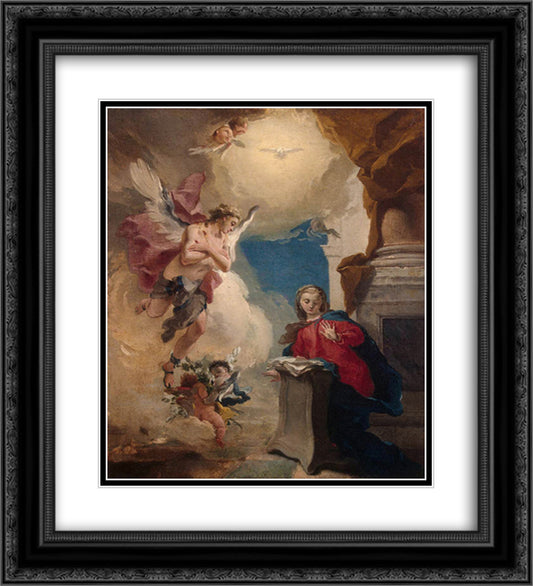 Annunciation 20x22 Black Ornate Wood Framed Art Print Poster with Double Matting by Tiepolo, Giovanni Battista