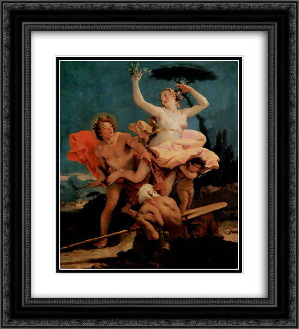 Apollo and Daphne 20x22 Black Ornate Wood Framed Art Print Poster with Double Matting by Tiepolo, Giovanni Battista