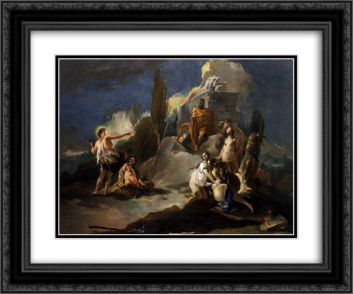 Apollo and Marsyas 24x20 Black Ornate Wood Framed Art Print Poster with Double Matting by Tiepolo, Giovanni Battista