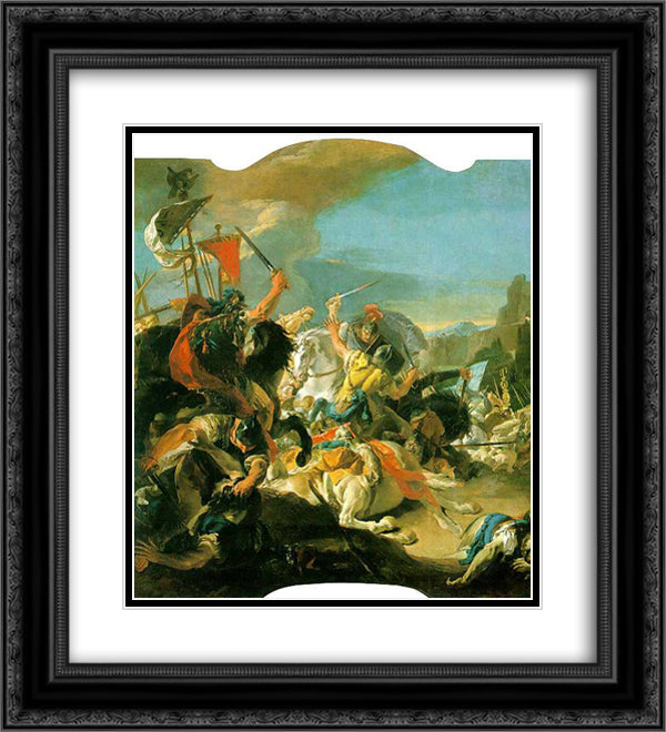 Battle of Vercellae 20x22 Black Ornate Wood Framed Art Print Poster with Double Matting by Tiepolo, Giovanni Battista