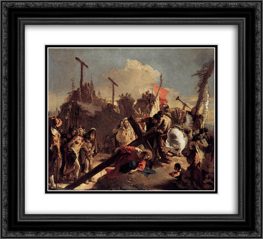 Carrying the Cross 22x20 Black Ornate Wood Framed Art Print Poster with Double Matting by Tiepolo, Giovanni Battista