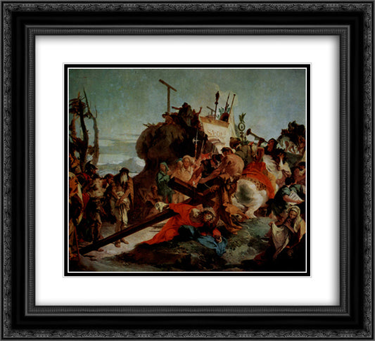 Christ on the Road to Calvary 22x20 Black Ornate Wood Framed Art Print Poster with Double Matting by Tiepolo, Giovanni Battista