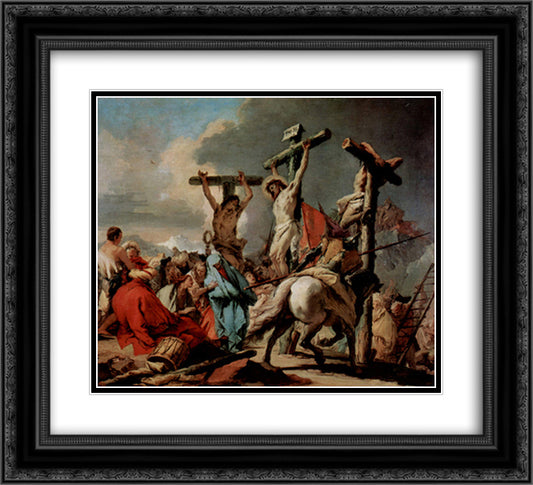 Crucifixion 22x20 Black Ornate Wood Framed Art Print Poster with Double Matting by Tiepolo, Giovanni Battista