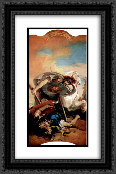 Eteokles and Polyneikes 16x24 Black Ornate Wood Framed Art Print Poster with Double Matting by Tiepolo, Giovanni Battista