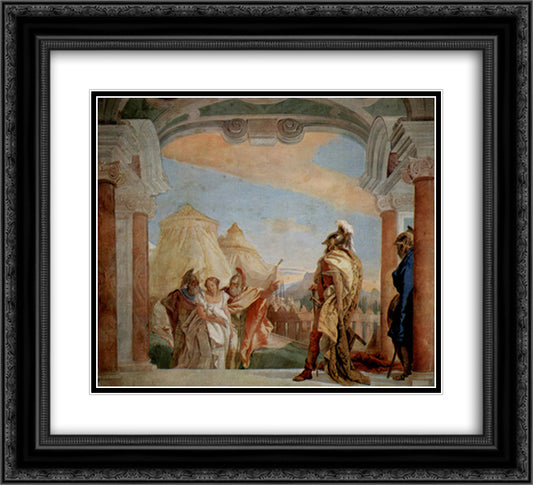 Eurybates and Talthybios Lead Briseis to Agamemmon 22x20 Black Ornate Wood Framed Art Print Poster with Double Matting by Tiepolo, Giovanni Battista