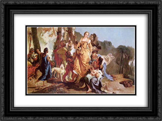 Finding of Moses 24x18 Black Ornate Wood Framed Art Print Poster with Double Matting by Tiepolo, Giovanni Battista