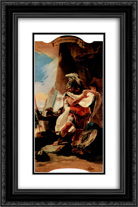 Hannibal looks at the head of Hasdrubal 16x24 Black Ornate Wood Framed Art Print Poster with Double Matting by Tiepolo, Giovanni Battista