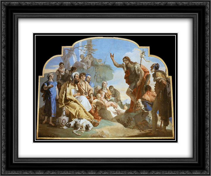 John the Baptist Preaching 24x20 Black Ornate Wood Framed Art Print Poster with Double Matting by Tiepolo, Giovanni Battista