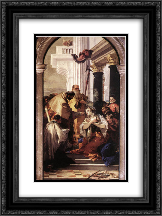 Last Communion of St Lucy 18x24 Black Ornate Wood Framed Art Print Poster with Double Matting by Tiepolo, Giovanni Battista