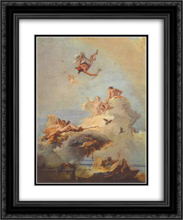 Olymp 20x24 Black Ornate Wood Framed Art Print Poster with Double Matting by Tiepolo, Giovanni Battista