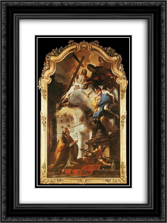 Pope St Clement Adoring the Trinity 18x24 Black Ornate Wood Framed Art Print Poster with Double Matting by Tiepolo, Giovanni Battista