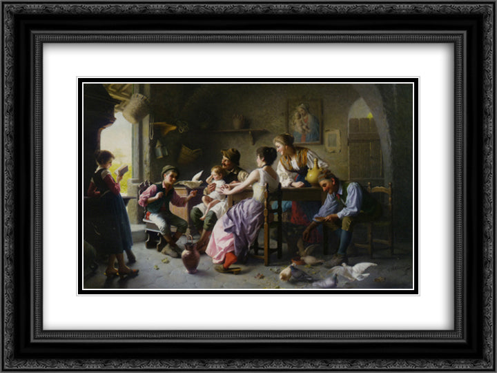 A New Friend 24x18 Black Ornate Wood Framed Art Print Poster with Double Matting by Torriglia, Giovanni Battista