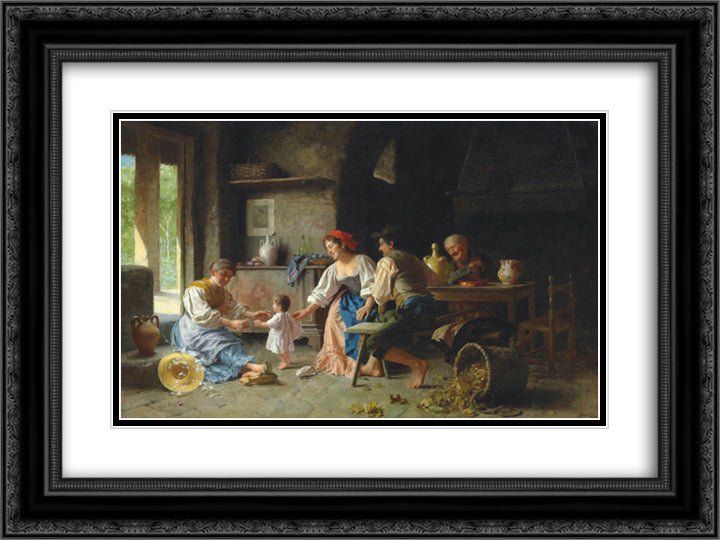 First Steps 24x18 Black Ornate Wood Framed Art Print Poster with Double Matting by Torriglia, Giovanni Battista