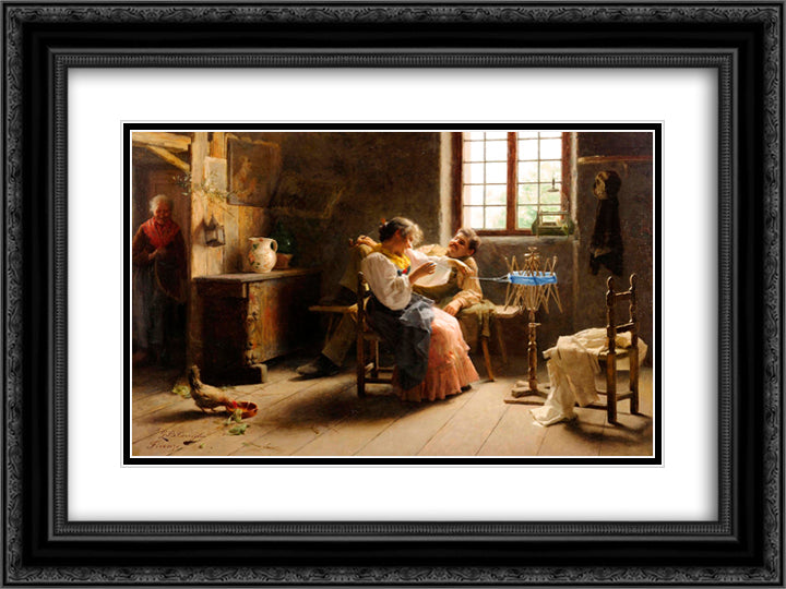 Flirtation 24x18 Black Ornate Wood Framed Art Print Poster with Double Matting by Torriglia, Giovanni Battista