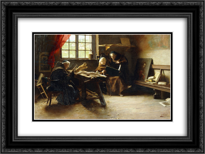 In The Sculptor's Studio (Divine Inspiration) 24x18 Black Ornate Wood Framed Art Print Poster with Double Matting by Torriglia, Giovanni Battista