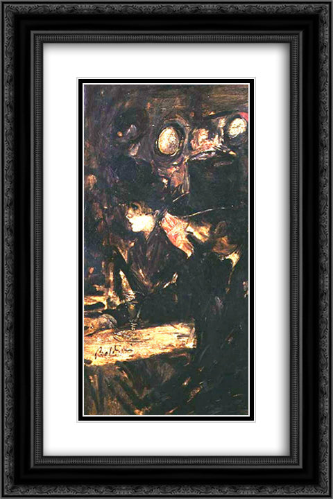 Chez Maxim's 16x24 Black Ornate Wood Framed Art Print Poster with Double Matting by Boldini, Giovanni