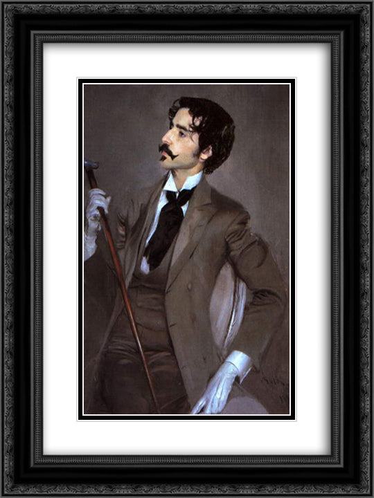 Count Robert de Montesquiou 18x24 Black Ornate Wood Framed Art Print Poster with Double Matting by Boldini, Giovanni