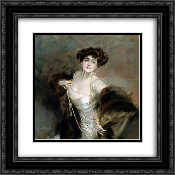 Diaz Albertini 20x20 Black Ornate Wood Framed Art Print Poster with Double Matting by Boldini, Giovanni