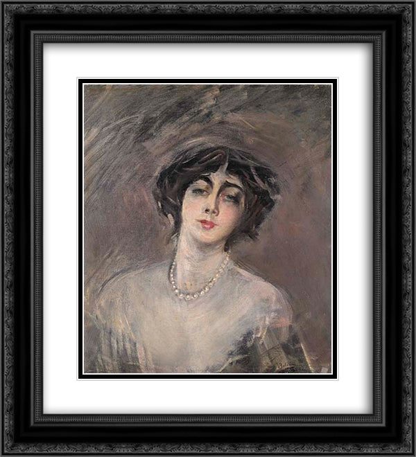 Donna Franca Florio 20x22 Black Ornate Wood Framed Art Print Poster with Double Matting by Boldini, Giovanni