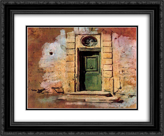 Door in Montmartre 24x20 Black Ornate Wood Framed Art Print Poster with Double Matting by Boldini, Giovanni