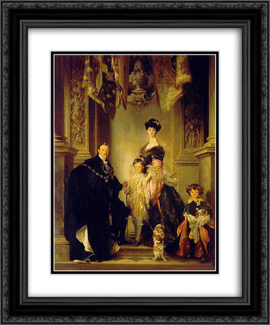 Duke Marlborough Singer Sargent and Family 20x24 Black Ornate Wood Framed Art Print Poster with Double Matting by Boldini, Giovanni