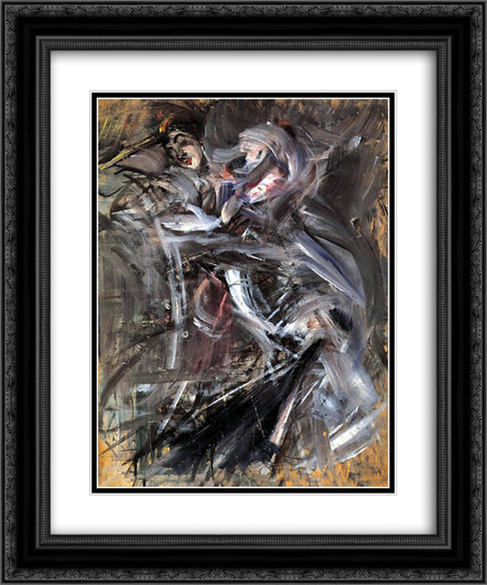 Female Figure 20x24 Black Ornate Wood Framed Art Print Poster with Double Matting by Boldini, Giovanni