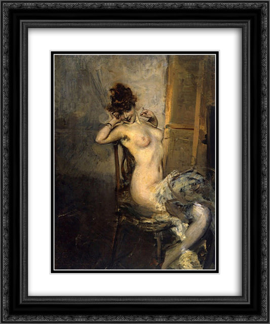 From Robilant and Voena 20x24 Black Ornate Wood Framed Art Print Poster with Double Matting by Boldini, Giovanni