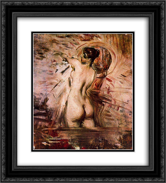 In the Bath 20x22 Black Ornate Wood Framed Art Print Poster with Double Matting by Boldini, Giovanni