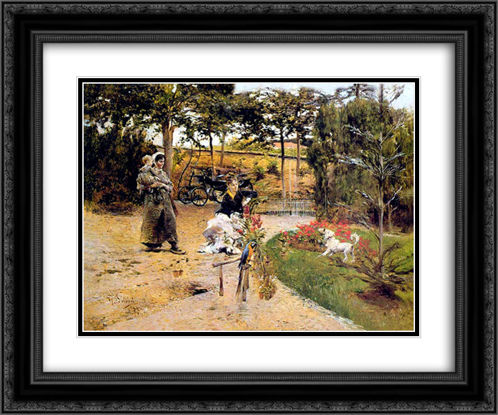 In the Garden 24x20 Black Ornate Wood Framed Art Print Poster with Double Matting by Boldini, Giovanni