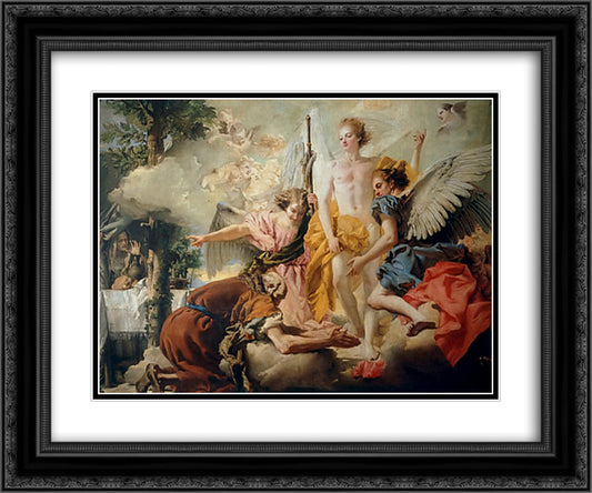 Abraham and the Three Angels 24x20 Black Ornate Wood Framed Art Print Poster with Double Matting by Tiepolo, Giovanni Domenico