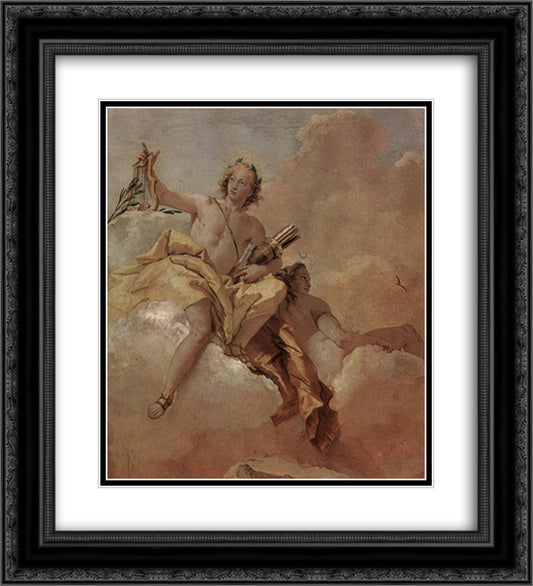 Apollo and Diana 20x22 Black Ornate Wood Framed Art Print Poster with Double Matting by Tiepolo, Giovanni Domenico