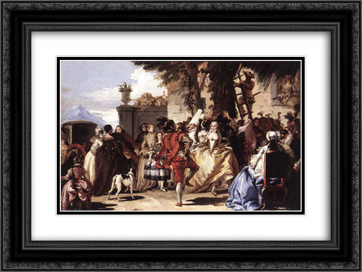 Ball in the Country 24x18 Black Ornate Wood Framed Art Print Poster with Double Matting by Tiepolo, Giovanni Domenico