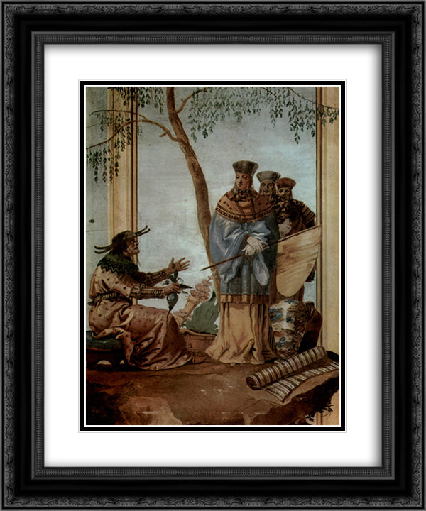 Chinese prince in fortune tellers 20x24 Black Ornate Wood Framed Art Print Poster with Double Matting by Tiepolo, Giovanni Domenico