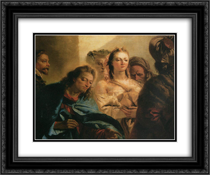 Christ and the Adulteress 24x20 Black Ornate Wood Framed Art Print Poster with Double Matting by Tiepolo, Giovanni Domenico