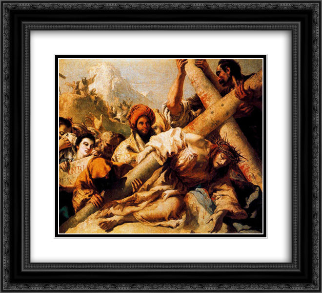 Christ's Fall on the way to Calvary 22x20 Black Ornate Wood Framed Art Print Poster with Double Matting by Tiepolo, Giovanni Domenico