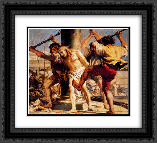 Flagellation 22x20 Black Ornate Wood Framed Art Print Poster with Double Matting by Tiepolo, Giovanni Domenico